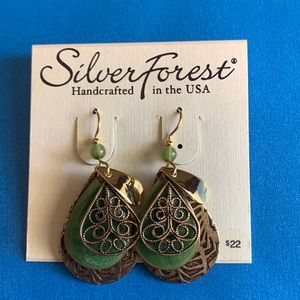 Silver Forest handcrafted earrings. 18K gold on surgical steel ear wire.